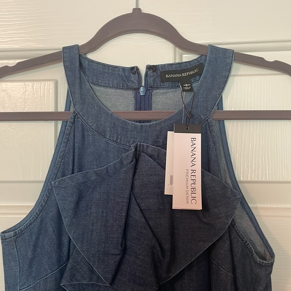 Denim knee length sleeveless summer dress - Picture 2 of 4